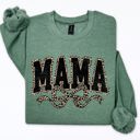  Mama Varsity Vintage Leopard Print Ribbon Two-Faced Two-Mood Layer Cozy Sweatshirt