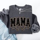  Mama Varsity Vintage Leopard Print Ribbon Two-Faced Two-Mood Layer Cozy Sweatshirt