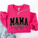 Small Heliconia Bright Pink Mama Varsity Vintage Leopard Print Ribbon Two-Faced Two-Mood Layer Cozy Sweatshirt
