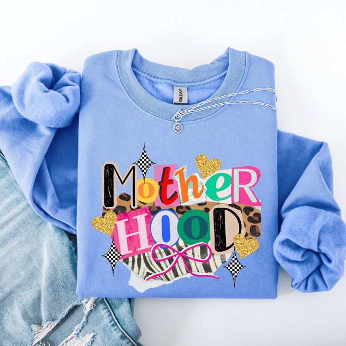Motherhood Leopard Print Ribbon Retro Vintage Cozy Everyday Wear Relaxed Fit Sweatshirt