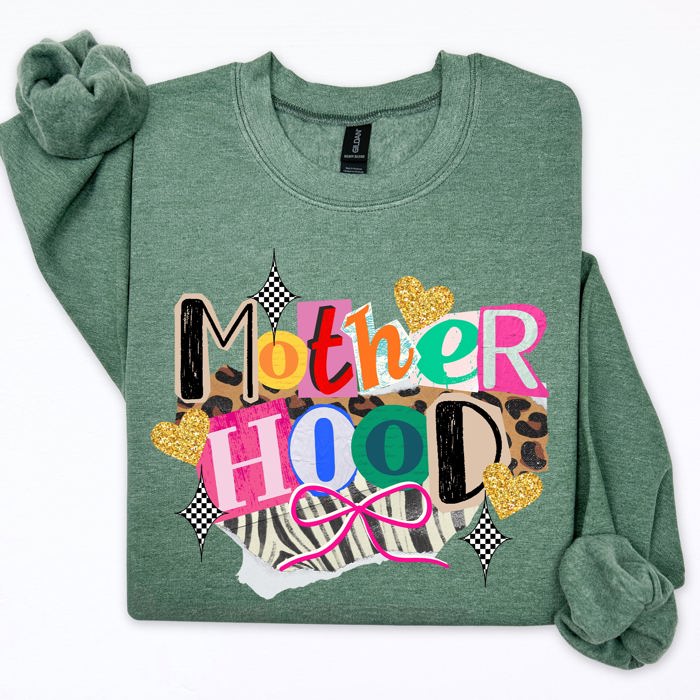 Motherhood Leopard Print Ribbon Retro Vintage Cozy Everyday Wear Relaxed Fit Sweatshirt
