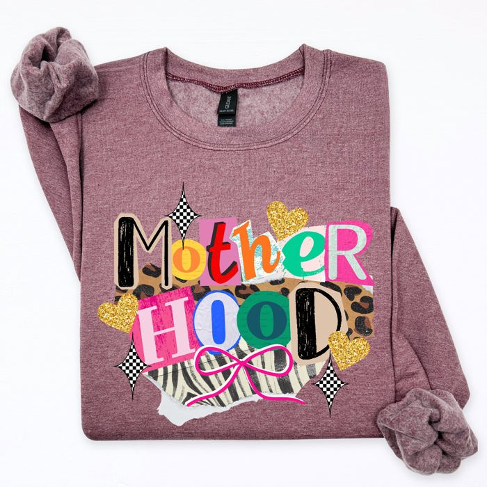 Motherhood Leopard Print Ribbon Retro Vintage Cozy Everyday Wear Relaxed Fit Sweatshirt