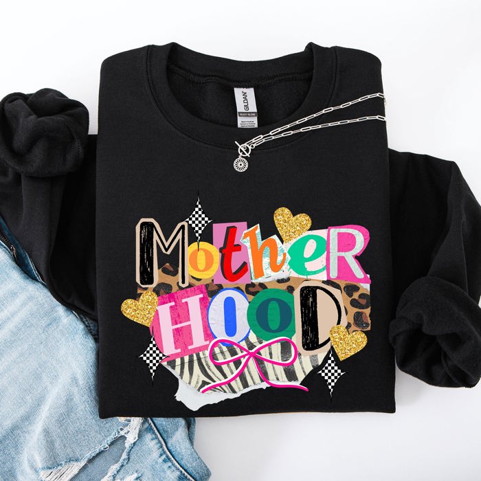Motherhood Leopard Print Ribbon Retro Vintage Cozy Everyday Wear Relaxed Fit Sweatshirt