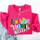 XL Heliconia Bright Pink Motherhood Leopard Print Ribbon Retro Vintage Cozy Everyday Wear Relaxed Fit Sweatshirt