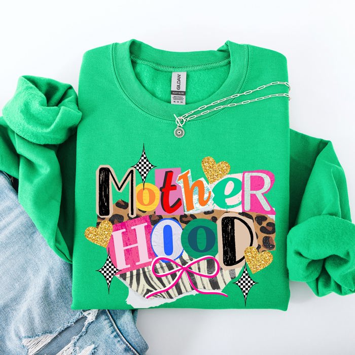 Motherhood Leopard Print Ribbon Retro Vintage Cozy Everyday Wear Relaxed Fit Sweatshirt