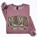  Retro Mama Bow Checkered Star Mother's Day Two-Faced Cozy Bold Graphic Sweatshirt