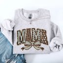 Medium Ash Light Gray Retro Mama Bow Checkered Star Mother's Day Two-Faced Cozy Bold Graphic Sweatshirt