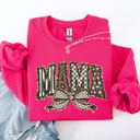 Large Heliconia Bright Pink Retro Mama Bow Checkered Star Mother's Day Two-Faced Cozy Bold Graphic Sweatshirt