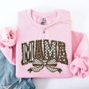 Small Light Pink Retro Mama Bow Checkered Star Mother's Day Two-Faced Cozy Bold Graphic Sweatshirt