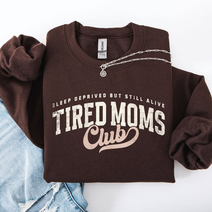 Tired Mom's Club Motherhood Mother's Day Limited Edition Cozy Retro Mama Sweatshirt