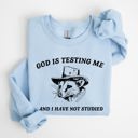 XXL Light Blue God Is Testing Me And I Have Not Studied Opossum Possum Meme Classic Edition Sweatshirt