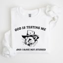 Small White God Is Testing Me And I Have Not Studied Opossum Possum Meme Classic Edition Sweatshirt