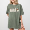 XXL Moss Dark Green Spooky Ghost Dogs Halloween Witch Costume Vintage Style Ghostly Canine Night Scene Comfort Colors Tee