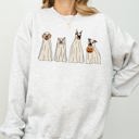 Medium Ash Light Gray Spooky Ghost Dogs Bathroom Witch Halloween Meme Costume Graphic Illustration Artwork Style Sweatshirt