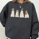 Large Dark Gray Heather Spooky Ghost Dogs Bathroom Witch Halloween Meme Costume Graphic Illustration Artwork Style Sweatshirt