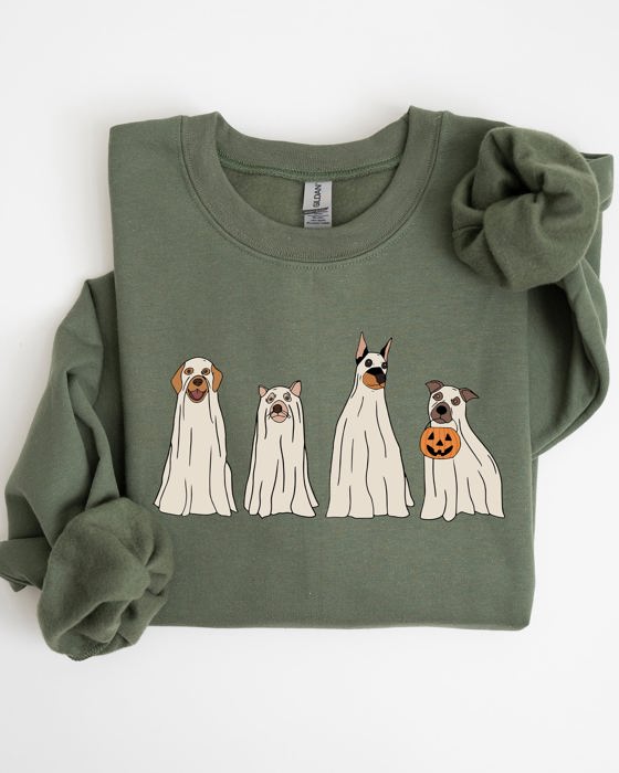 Spooky Ghost Dogs Bathroom Witch Halloween Meme Costume Graphic Illustration Artwork Style Sweatshirt