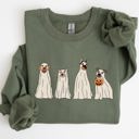 XL Military Green Spooky Ghost Dogs Bathroom Witch Halloween Meme Costume Graphic Illustration Artwork Style Sweatshirt