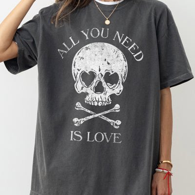 All You Need Is Love Skull Witch Meme Halloween Spooky Costume Comfort Colors Tee