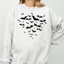 Medium Ash Light Gray Flying Bats Halloween Spooky Witch Meme Costume Cozy Warm Soft Graphic Sweatshirt
