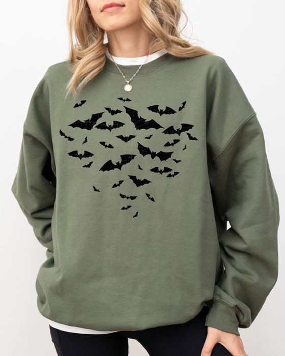Flying Bats Halloween Spooky Witch Meme Costume Cozy Warm Soft Graphic Sweatshirt