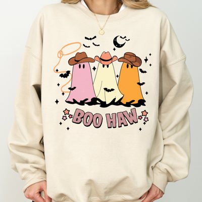 Boo Haw Mini Cowboy Ghosts Witch Costume Halloween Spooky Western Graphic Sweatshirt