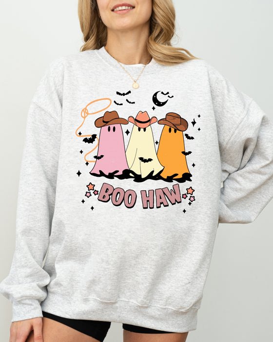 Boo Haw Mini Cowboy Ghosts Witch Costume Halloween Spooky Western Graphic Sweatshirt