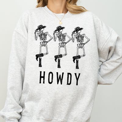 Howdy Skeleton Cowboy Ghost Funny Witch Aesthetic Meme Halloween Spooky Costume Sweatshirt
