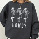 Medium Dark Gray Heather Howdy Skeleton Cowboy Ghost Funny Witch Aesthetic Meme Halloween Spooky Costume Sweatshirt