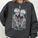  The Lovers Skeleton Ghost Witch Meme Aesthetic Halloween Spooky Horror Night Cozy Sweatshirt