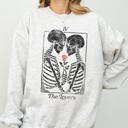 Medium Ash Light Gray The Lovers Skeleton Ghost Witch Meme Aesthetic Halloween Spooky Horror Night Cozy Sweatshirt