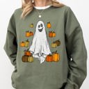  Ghosts And Pumpkins Skeleton Witch Meme Halloween Spooky Graphic Seasonal Sweatshirt