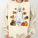  Ghosts And Pumpkins Skeleton Witch Meme Halloween Spooky Graphic Seasonal Sweatshirt