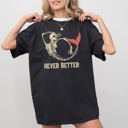 Medium Black Never Better Mermaid Skeleton Ghost Witch Meme Halloween Spooky Comfort Colors Tee