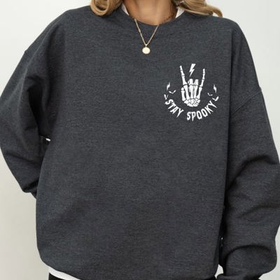 Stay Spooky Pocket Skeleton Ghost Witch Meme Halloween Spooky Costume Sweatshirt