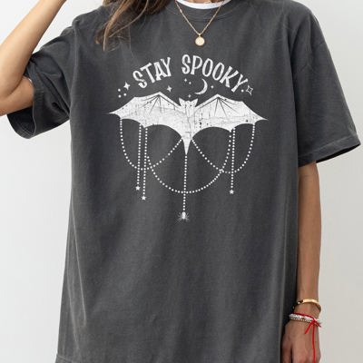 Stay Spooky Bat Skeleton Ghost Witch Halloween Meme Graphic Vintage Edition Comfort Colors Tee