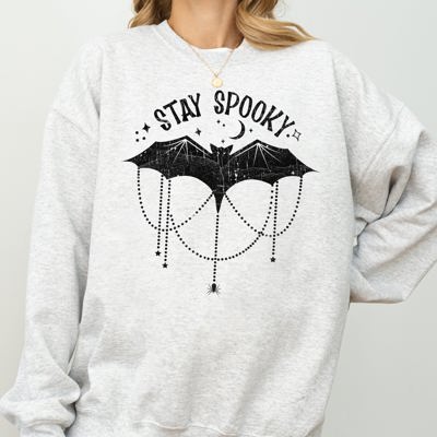 Stay Spooky Bat Skeleton Ghost Witch Halloween Meme Costume Night Creature Parade Sweatshirt