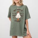 XXXL Moss Dark Green Boot Scootin' Spooky Ghost Bat Skeleton Witch Halloween Meme Party Comfort Colors Tee