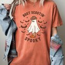 XXL Yam Boot Scootin' Spooky Ghost Bat Skeleton Witch Halloween Meme Party Comfort Colors Tee