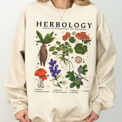 Herbology Mushroom Skeleton Ghost Witch Aesthetic Meme Halloween Spooky Costume Sweatshirt