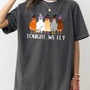  Tonight We Fly Chickens Skeleton Witch Spooky Halloween Moonlit Graveyard Bats Comfort Colors Tee