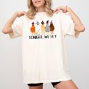 XL Ivory Cream Tonight We Fly Chickens Skeleton Witch Spooky Halloween Moonlit Graveyard Bats Comfort Colors Tee