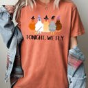 XL Yam Tonight We Fly Chickens Skeleton Witch Spooky Halloween Moonlit Graveyard Bats Comfort Colors Tee