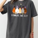 XXXL Pepper Dark Gray Tonight We Fly Chickens Skeleton Witch Spooky Halloween Moonlit Graveyard Bats Comfort Colors Tee