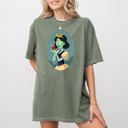Small Moss Dark Green Snow White Spooky Princess Skeleton Witch Halloween Meme Costume Comfort Colors Tee