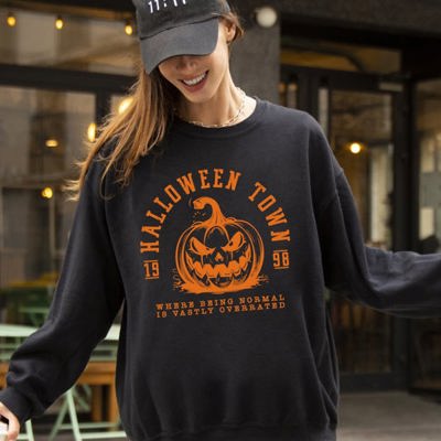 Halloween Town Pumpkin Spooky Skeleton Funny Witch Aesthetic Meme Halloween Costume Sweatshirt