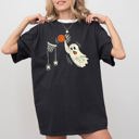 Medium Black Basketball Ghost Spooky Skeleton Witch Meme Halloween Costume Comfort Colors Tee