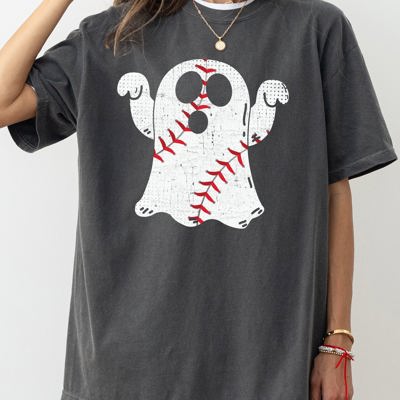 Baseball Ghost Spooky Skeleton Witch Meme Halloween Costume Art Comfort Colors Tee