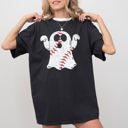 Small Black Baseball Ghost Spooky Skeleton Witch Meme Halloween Costume Art Comfort Colors Tee