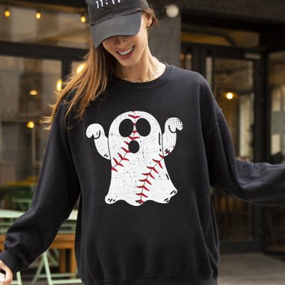 Baseball Ghost Spooky Skeleton Witch Halloween Meme Graphic Apparel Collection Sweatshirt