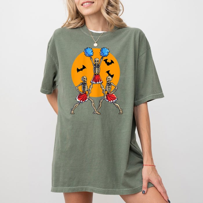 Cheerleader Skeleton Ghost Spooky Funny Witch Aesthetic Meme Halloween Costume Comfort Colors Tee